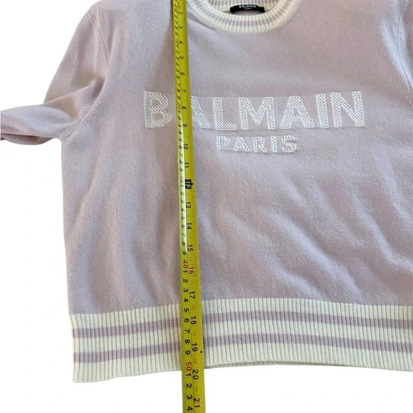 Balmain Light Pink Logo- Embroidered Jumper